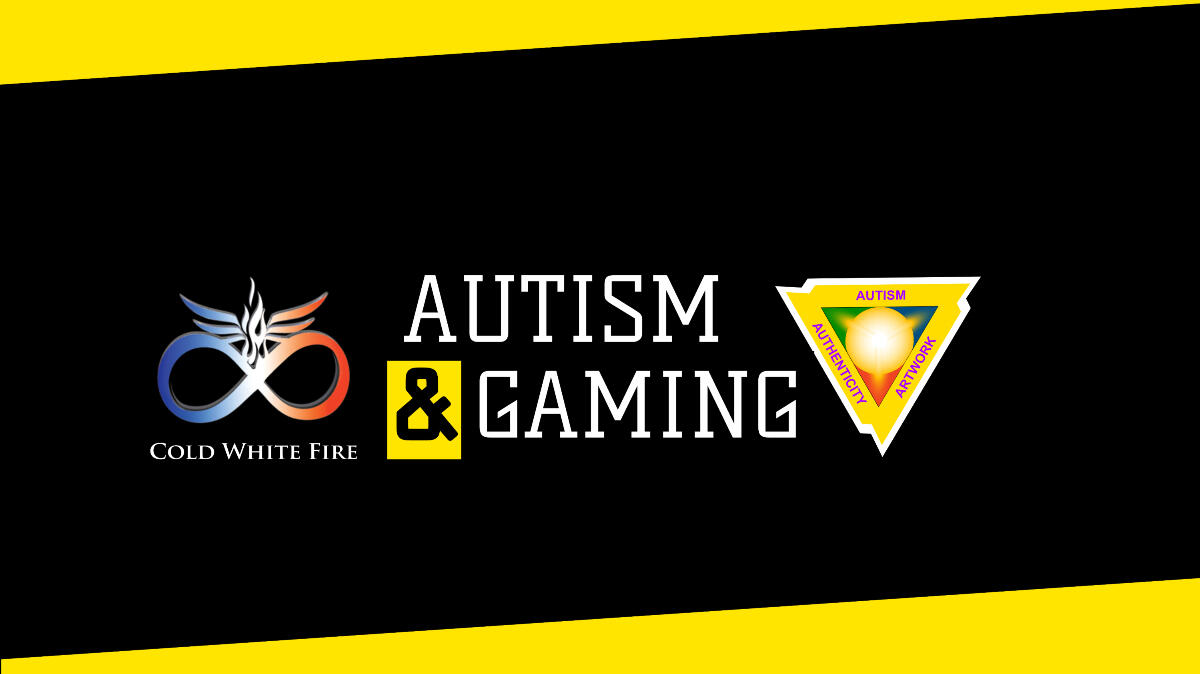 A vibrant digital collage depicting a person with autism immersed in a video game, surrounded by abstract representations of their in-game achievements and the calming effects of gaming.